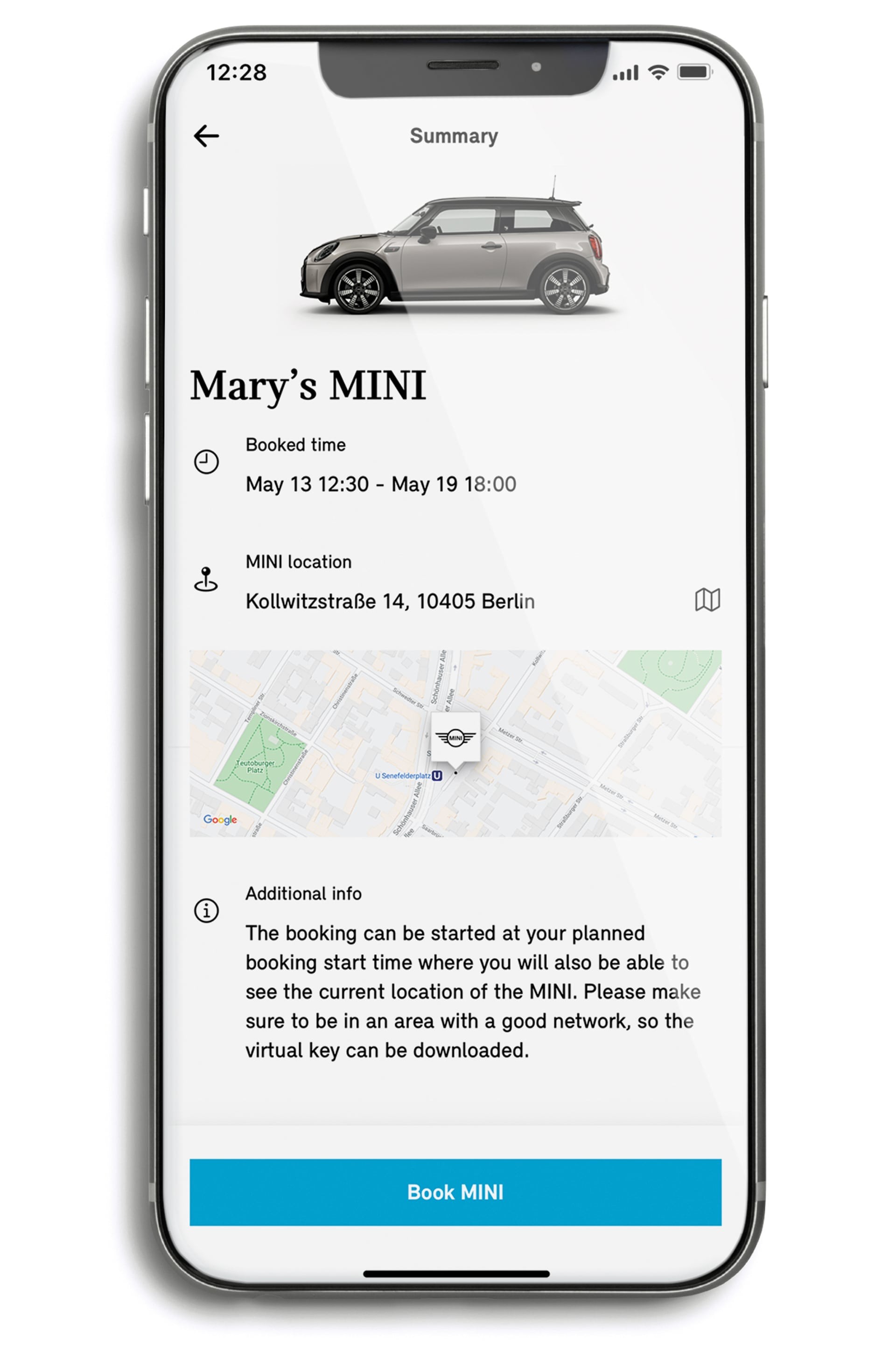 MINI Sharing – MINI Sharing App – Anzeige Fahrzeugstandort MINI Sharing – MINI Sharing App – Anzeige Fahrzeugstandort